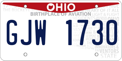 OH license plate GJW1730