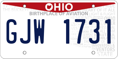 OH license plate GJW1731