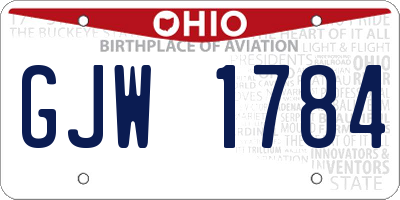 OH license plate GJW1784