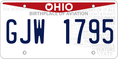 OH license plate GJW1795