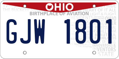 OH license plate GJW1801