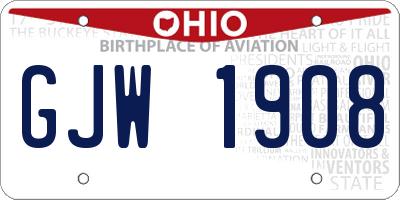 OH license plate GJW1908