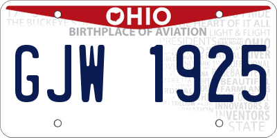OH license plate GJW1925