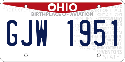 OH license plate GJW1951