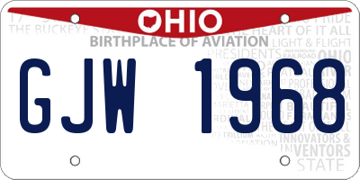 OH license plate GJW1968