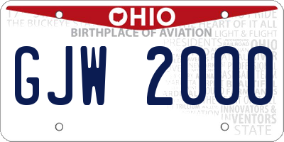 OH license plate GJW2000
