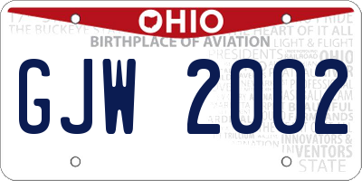 OH license plate GJW2002