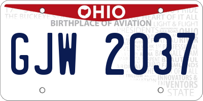 OH license plate GJW2037
