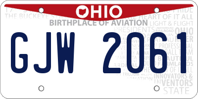 OH license plate GJW2061