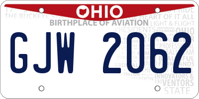 OH license plate GJW2062