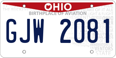 OH license plate GJW2081
