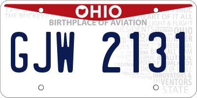 OH license plate GJW2131