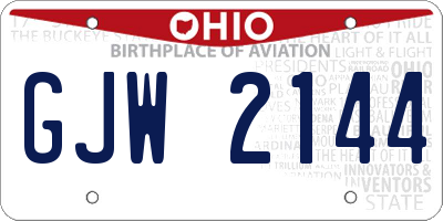 OH license plate GJW2144