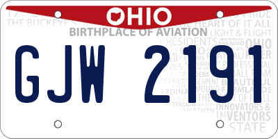 OH license plate GJW2191