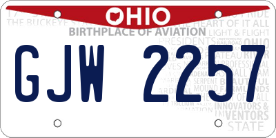 OH license plate GJW2257