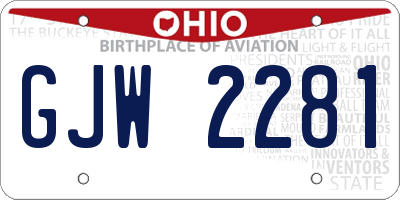OH license plate GJW2281