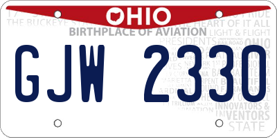 OH license plate GJW2330