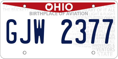 OH license plate GJW2377