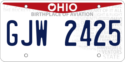 OH license plate GJW2425