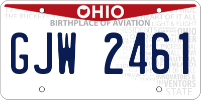 OH license plate GJW2461