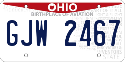 OH license plate GJW2467