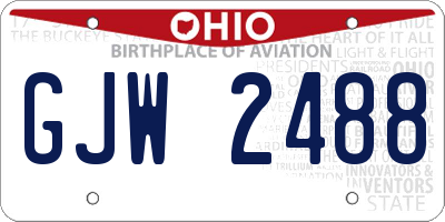OH license plate GJW2488