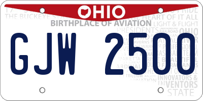 OH license plate GJW2500