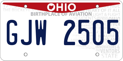 OH license plate GJW2505