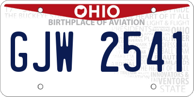 OH license plate GJW2541