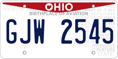 OH license plate GJW2545