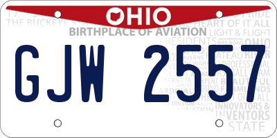 OH license plate GJW2557