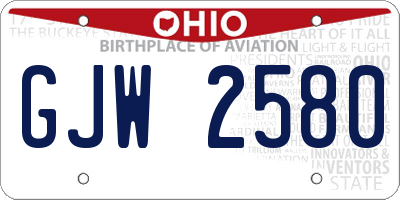 OH license plate GJW2580