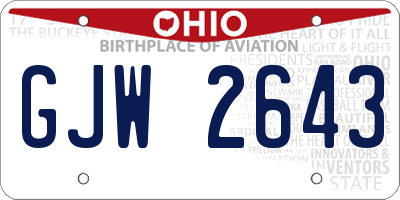 OH license plate GJW2643