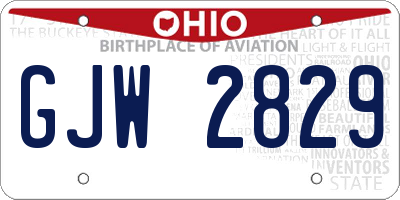 OH license plate GJW2829