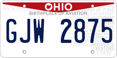 OH license plate GJW2875