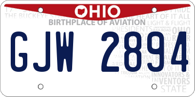 OH license plate GJW2894