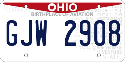 OH license plate GJW2908