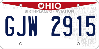 OH license plate GJW2915