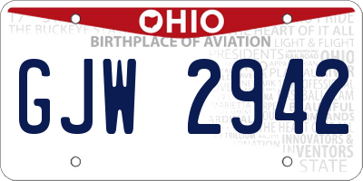 OH license plate GJW2942
