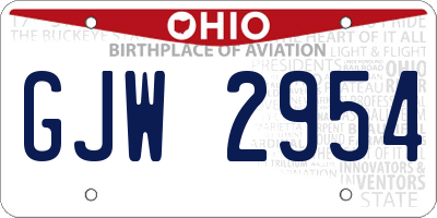 OH license plate GJW2954