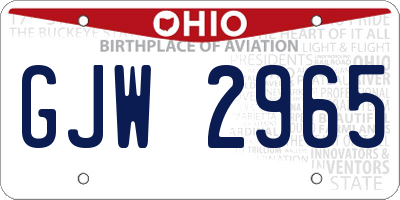 OH license plate GJW2965