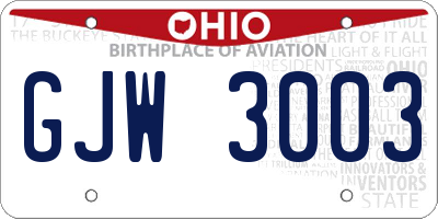 OH license plate GJW3003