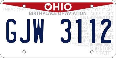 OH license plate GJW3112