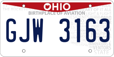 OH license plate GJW3163