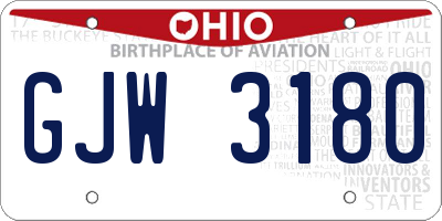 OH license plate GJW3180