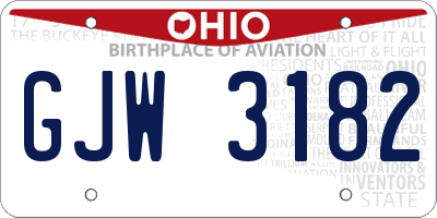 OH license plate GJW3182