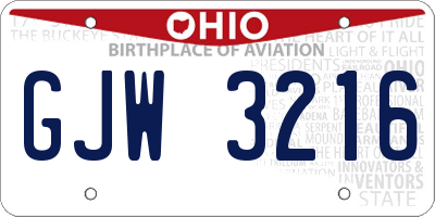 OH license plate GJW3216