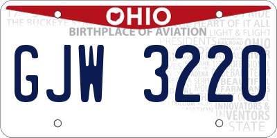 OH license plate GJW3220