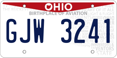 OH license plate GJW3241