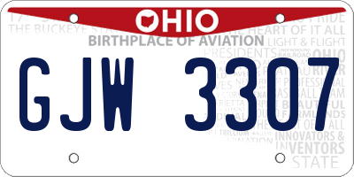 OH license plate GJW3307